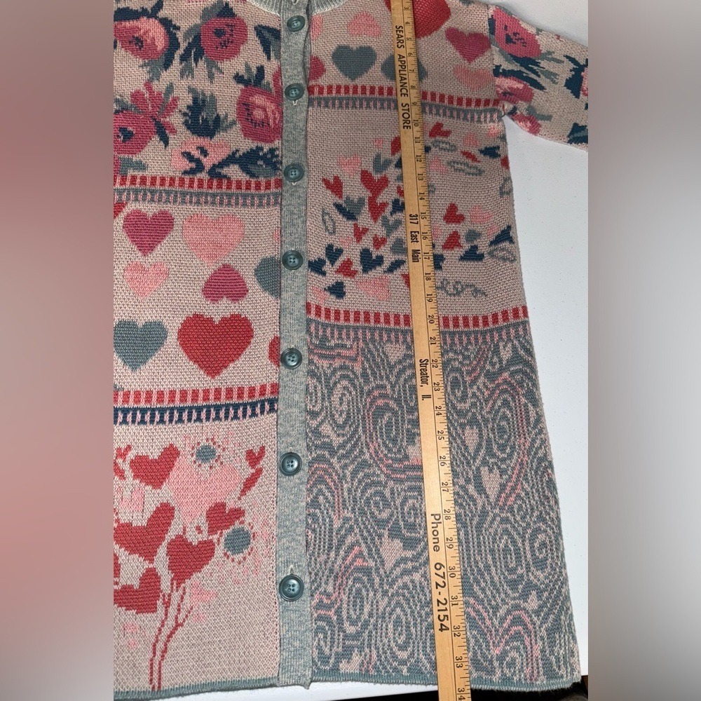 Coldwater Creek women's cardigan heart floral sweater size L - Picture 9 of 9